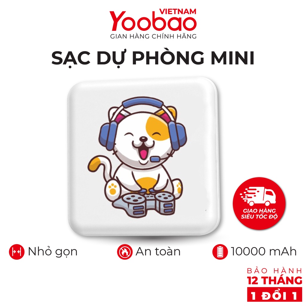 Sạc dự phòng mini dễ thương 10000mAh Yoobao M4 mini - Sạc đồng thời 2 cổng - Hàng phân phối chính hãng