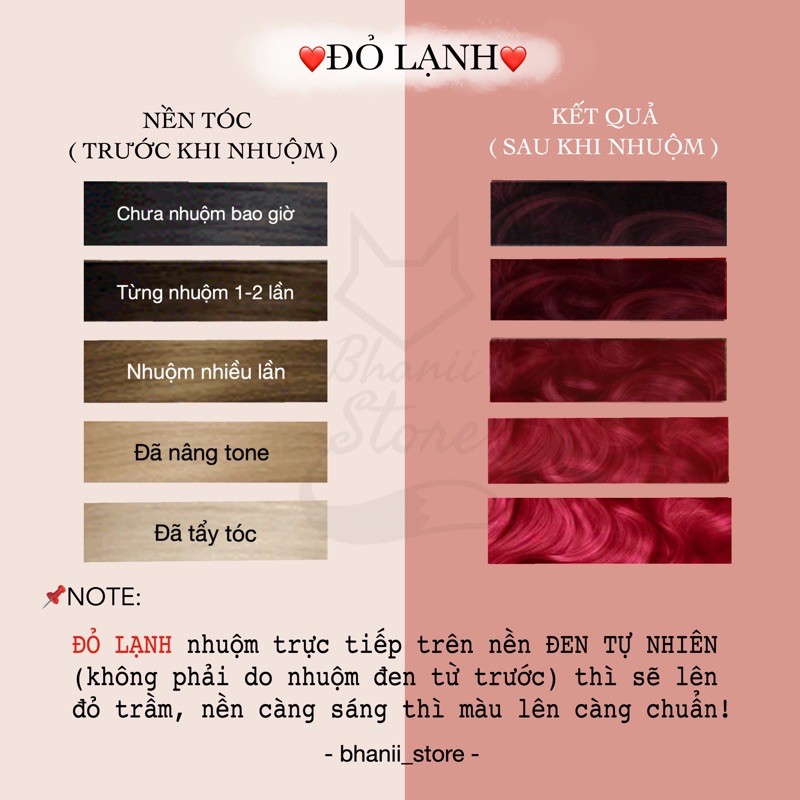 Thuốc nhuộm tóc Đỏ Lạnh bhanii store