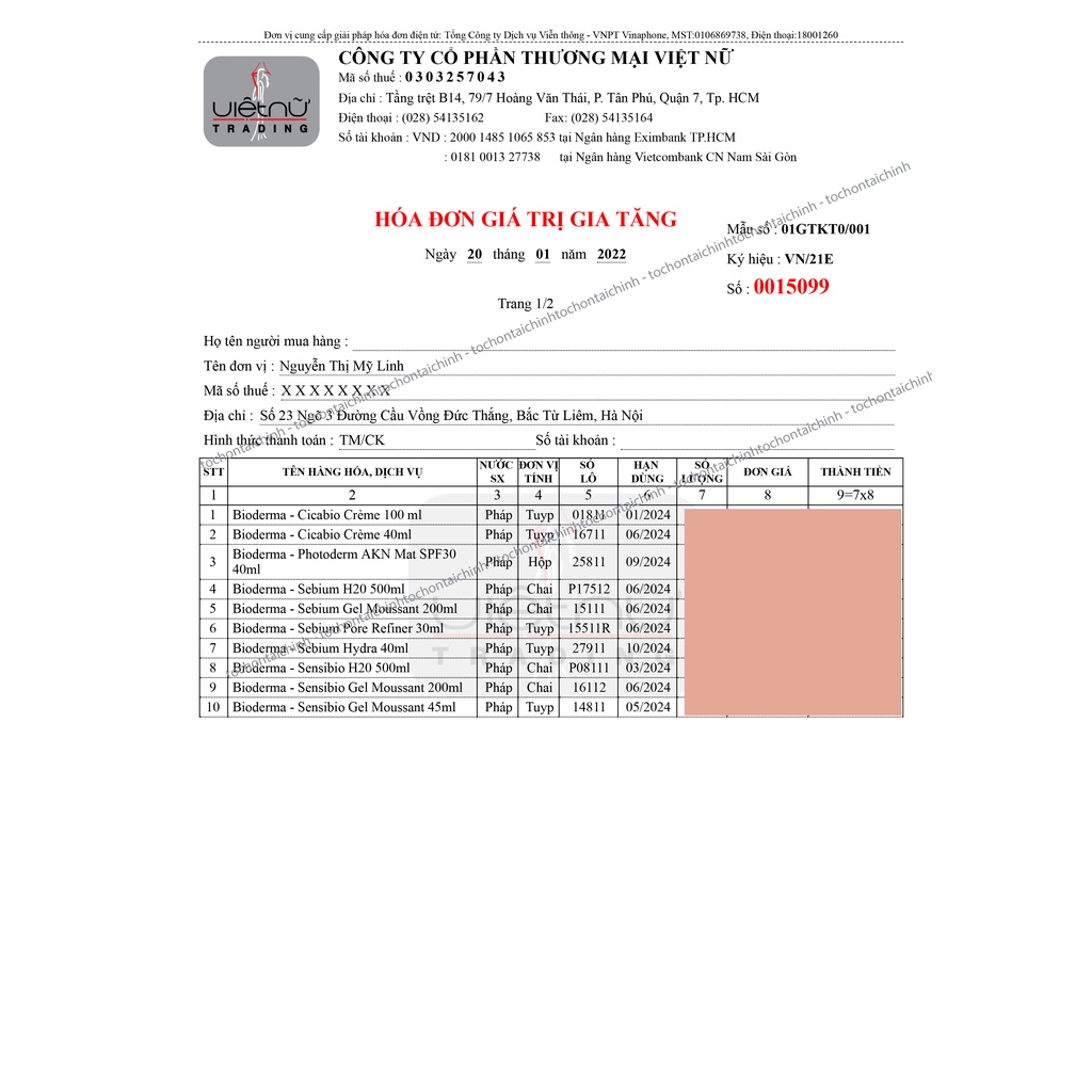 Mẫu dùng thử Sample Bio