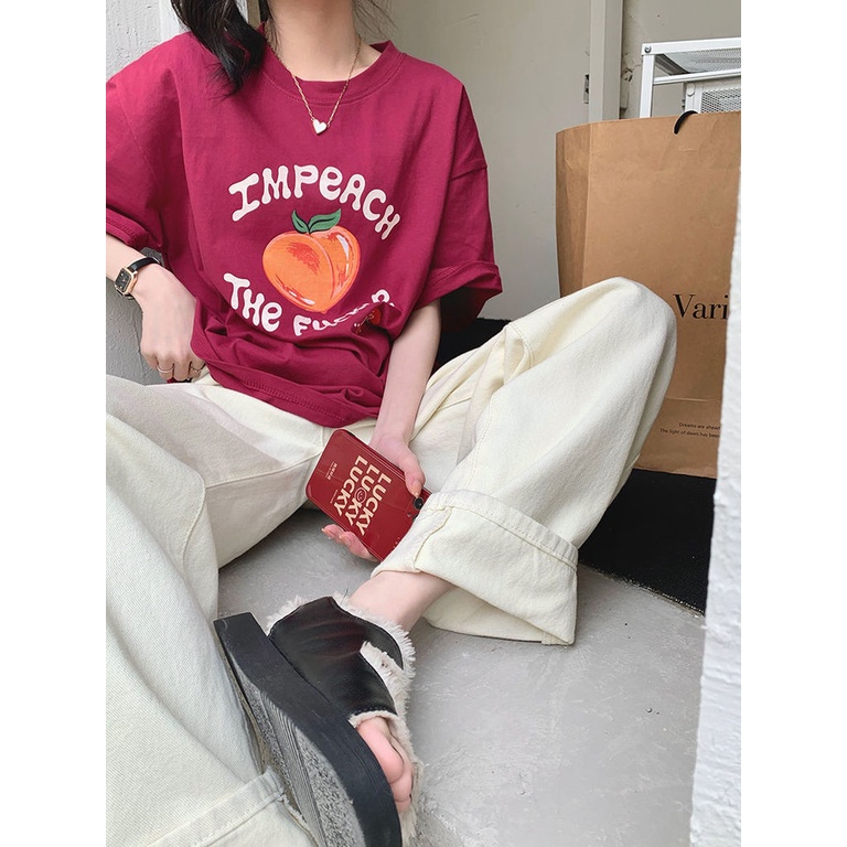 Áo Thun Nữ Ngắn Tay In Chữ Đơn Giản Thời Trang Mùa Hè Hàn Quốc Mới