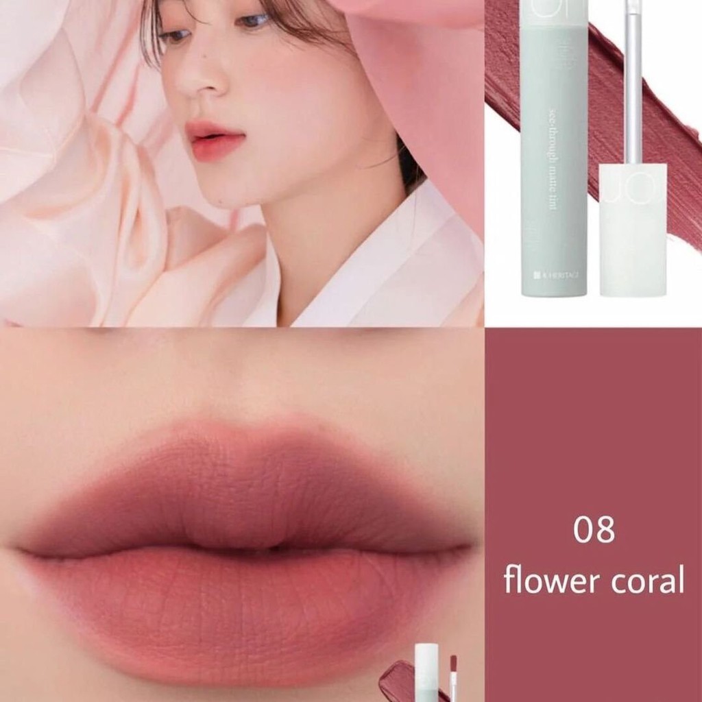 Son kem Romand See Through Matte Tint - màu #08 Flower Coral