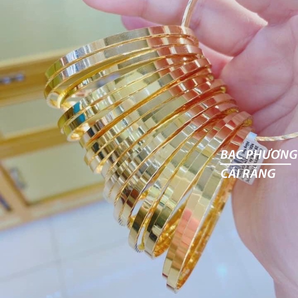 BỘ 7 CHIẾC VÒNG XIMEN TRƠN BẢN VUÔNG MẠ VÀNG 18K