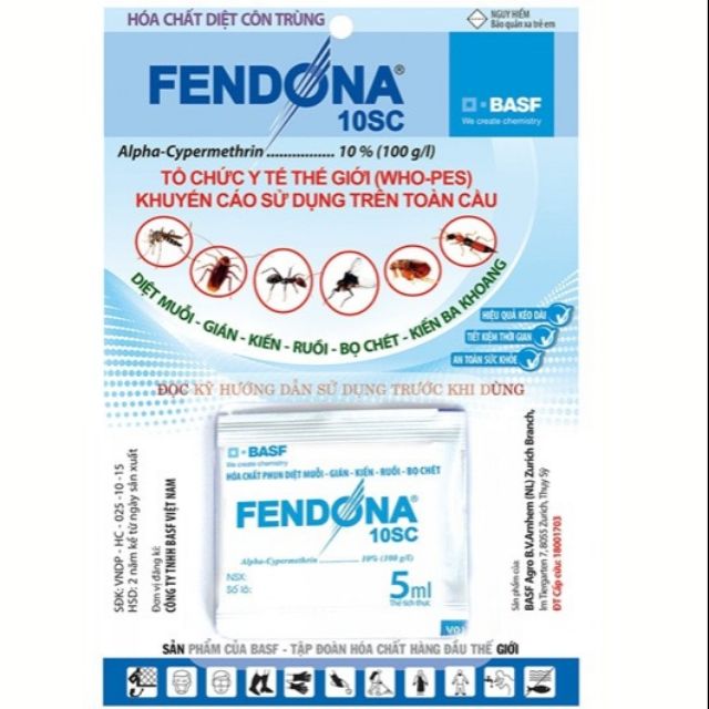 Thuốc diệt côn trùng trong nhà, tẩm mùng FENDONA 10SC 5ml.