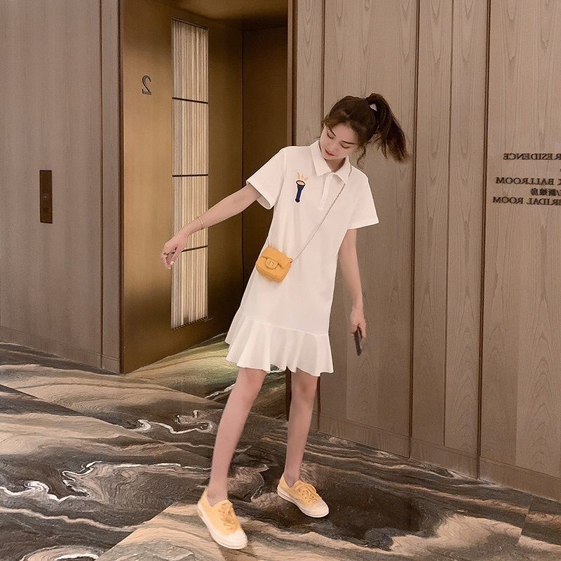 Đầm Polo Tay Ngắn Dáng Rộng Thiết Kế Mới Thời Trang Theo Phong Cách Hàn Quốc