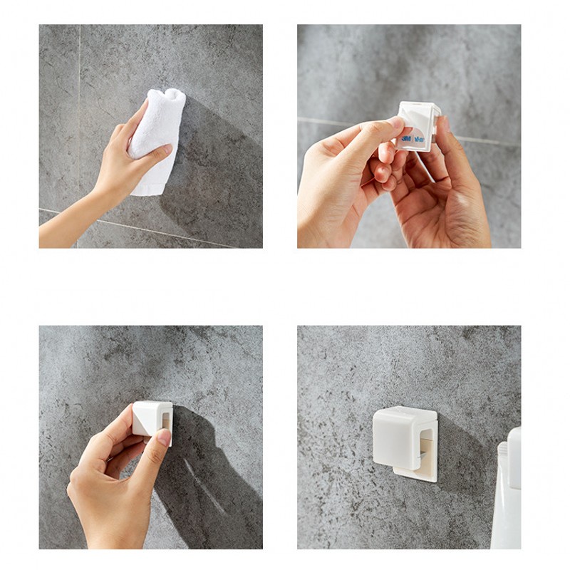 1 giá kẹp bàn chải kem đánh răng tự dính đa năng cho nhà tắm