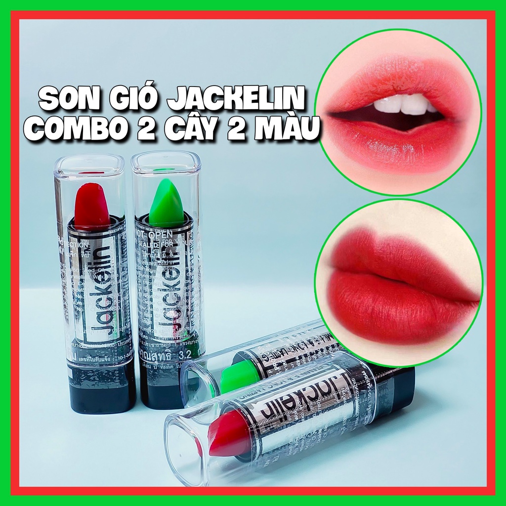 Combo 2 Cây Son Gió Thái Lan Jackelin _ Đỏ Xanh - BX3966