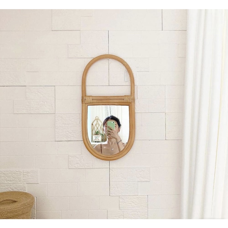 Gương mây cổ điển - Rattan Vintage Oval Mirror 🤍