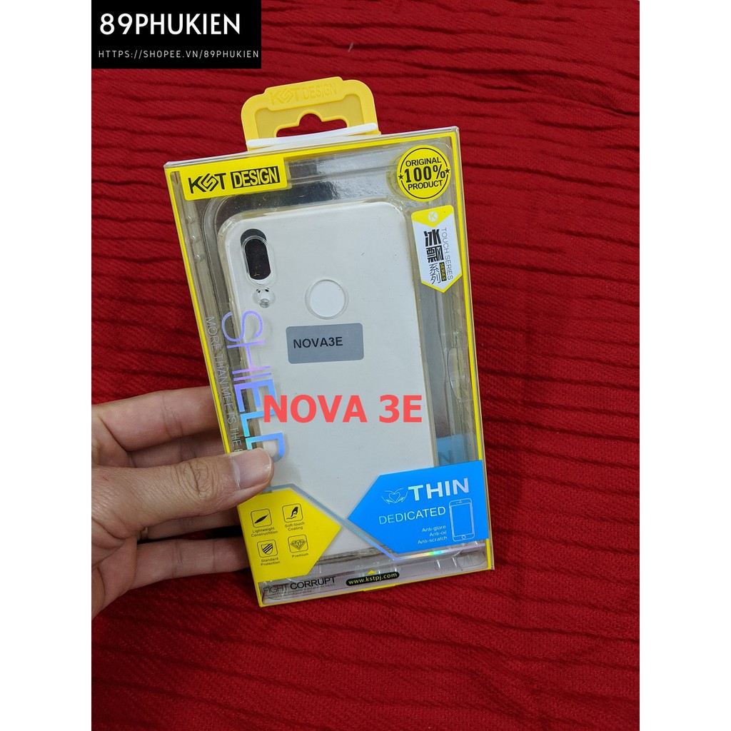 Ốp silicon KTS trong suốt Huawei Nova 3E