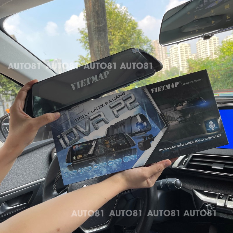 Camera hành trình gắn gương Vietmap iDVR P2, ghi hình trước sau,có cảnh báo, định vị trực tuyến, tặng kèm thẻ nhớ 32G