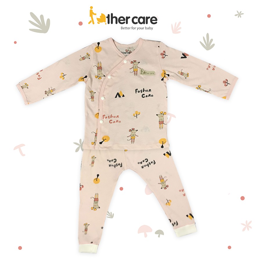 Bộ Quần áo sơ sinh FatherCare Cài lệch bo Dài - Chuột Ballet FC814