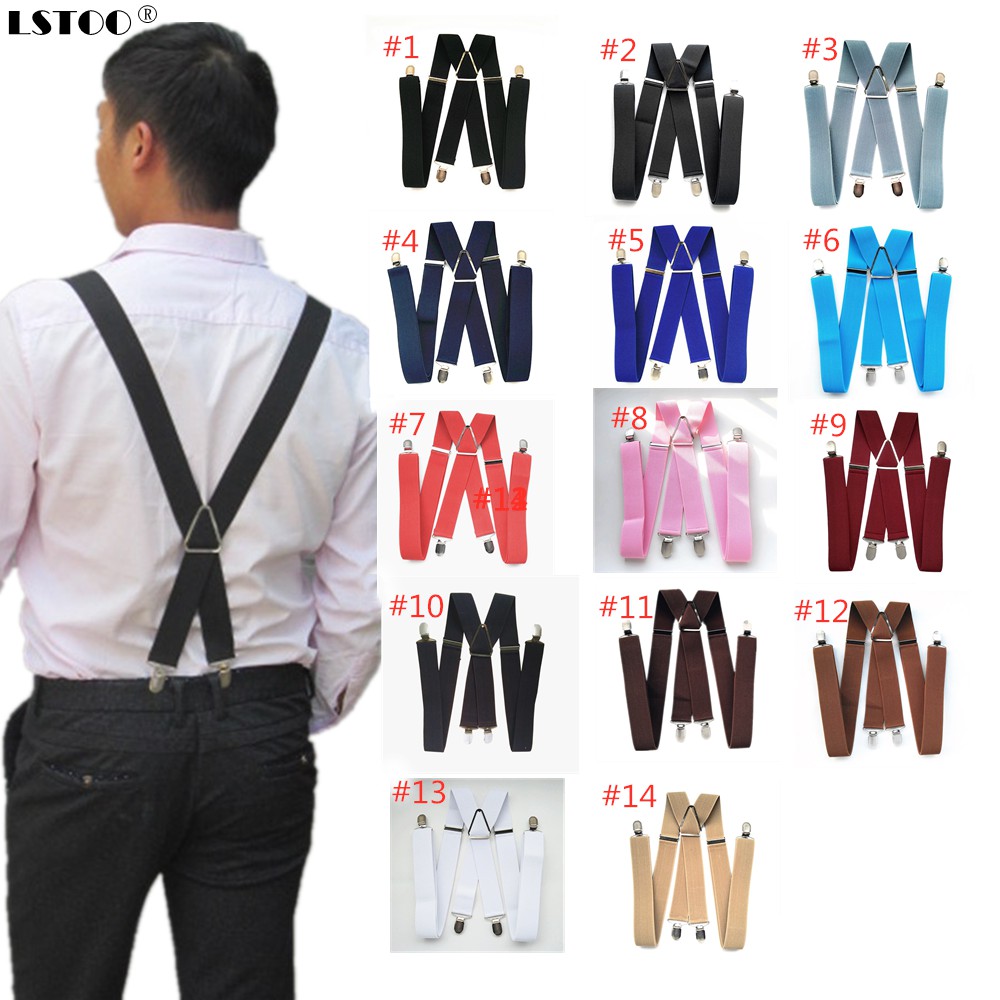 Dây Treo Lưng Quần Áo 4 Kẹp Chiều Rộng 3.5cm Có 14 Màu Cho Nam