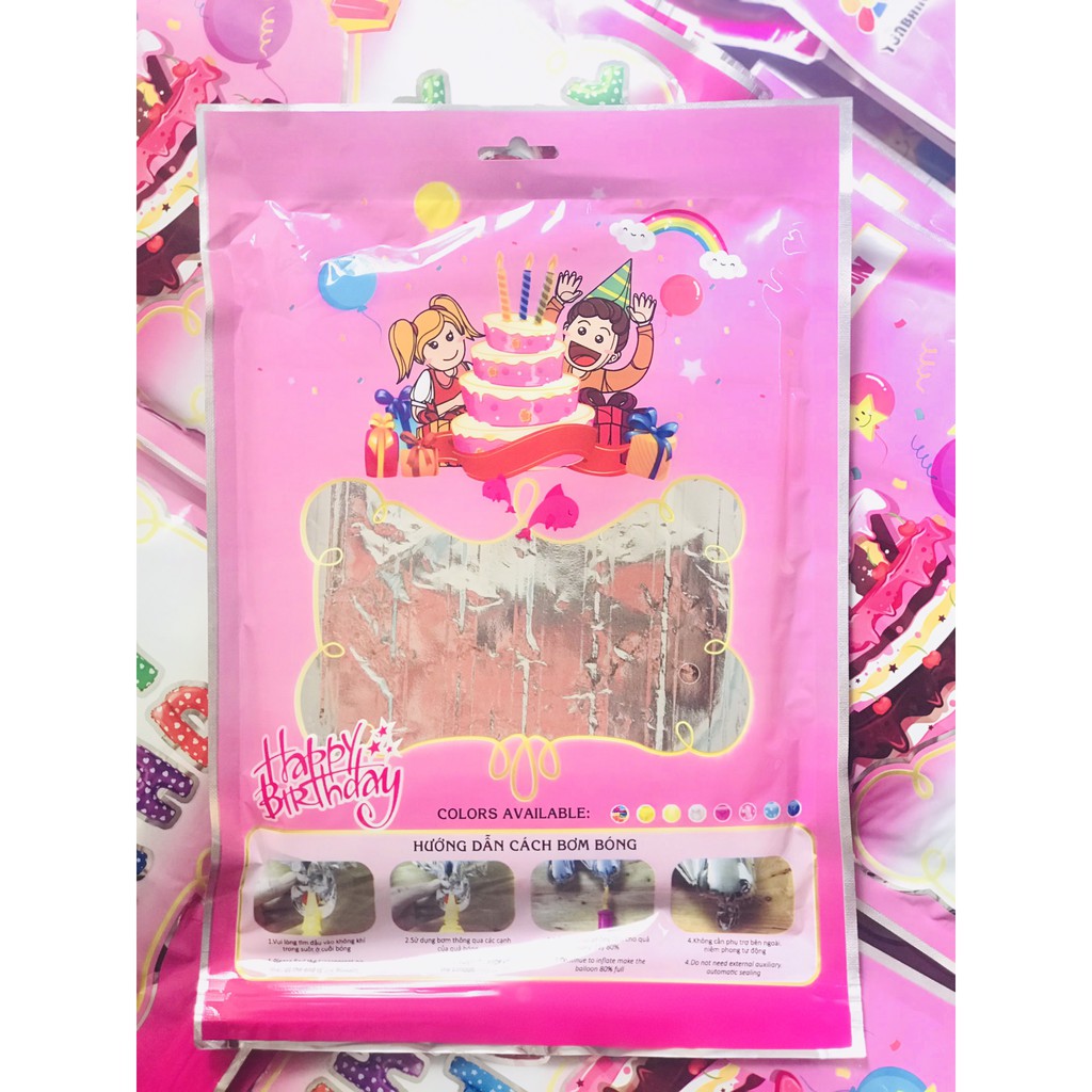 Bộ 13 bong bóng chữ HAPPY BIRTHDAY nhôm kiếng bạc nhiều màu | BigBuy360 - bigbuy360.vn