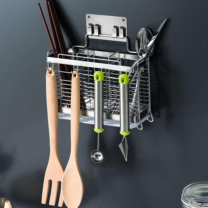 Giá Đỡ Muỗng Đũa Bằng Thép Không Gỉ Thiết Kế Thoát Nước Tiện Dụng Cho Nhà Bếp