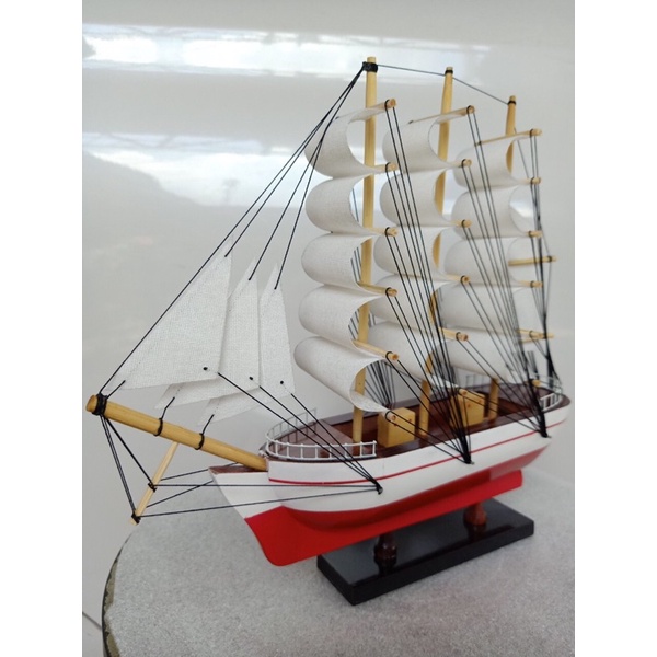 Mô hình thuyền phong thủy  - Thuyền gỗ Le Blem dài 28cm -35cm - Buồm vải trắng -