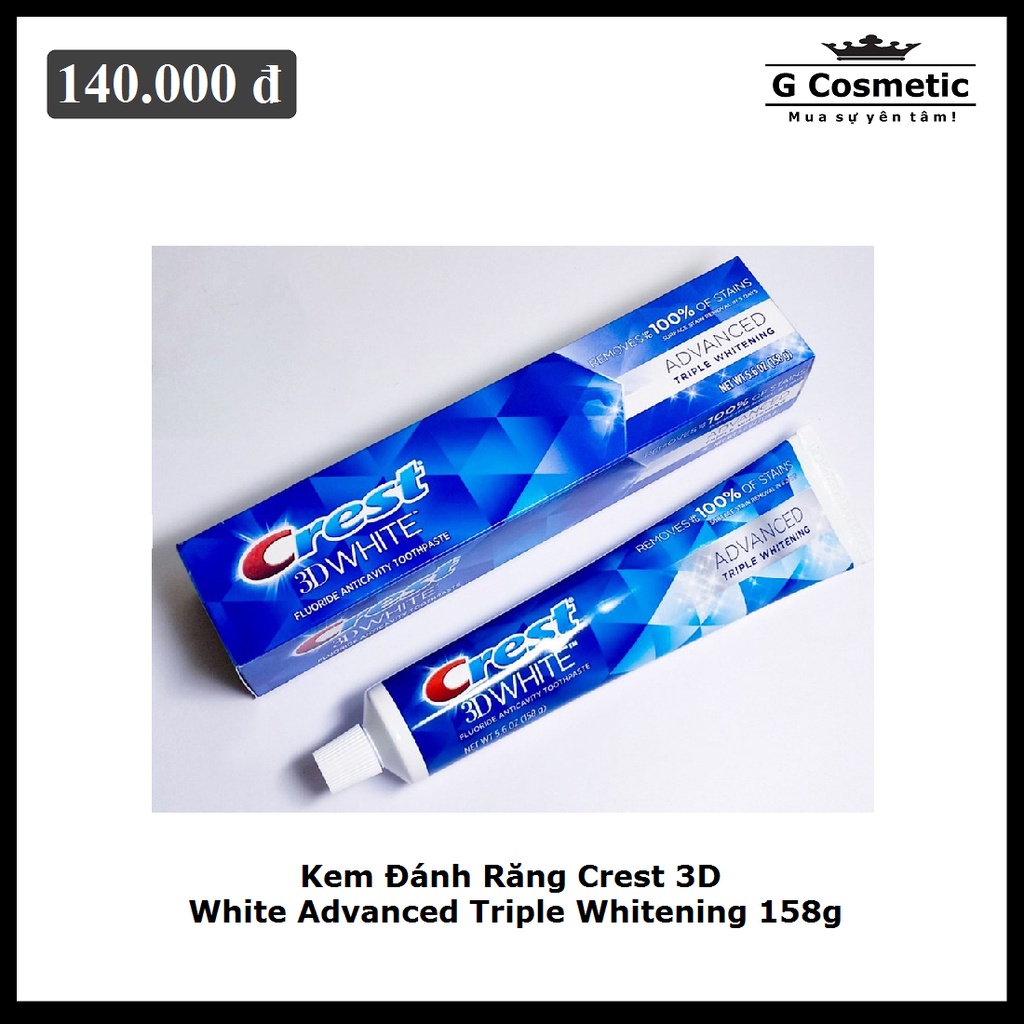 Kem Đánh Răng Crest 3D White Advanced Triple Whitening 158g