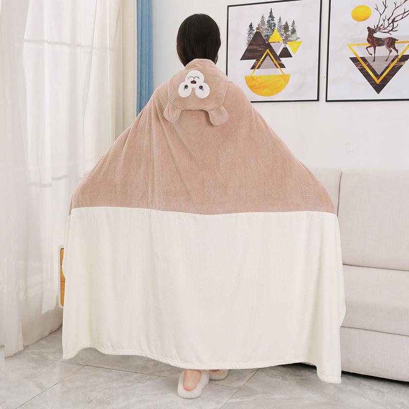 Khăn Choàng Tắm Có Mũ Trùm Tiện Dụng Dành Cho Trẻ Nhỏ Và Người Lớn