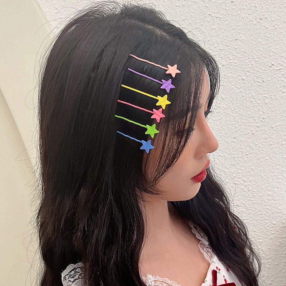 Bộ Kẹp Tóc Hình Nơ Mặt Cười Màu Kẹo Họa Tiết Hoạt Hình Phong Cách Hàn Quốc Cho Bé Gái