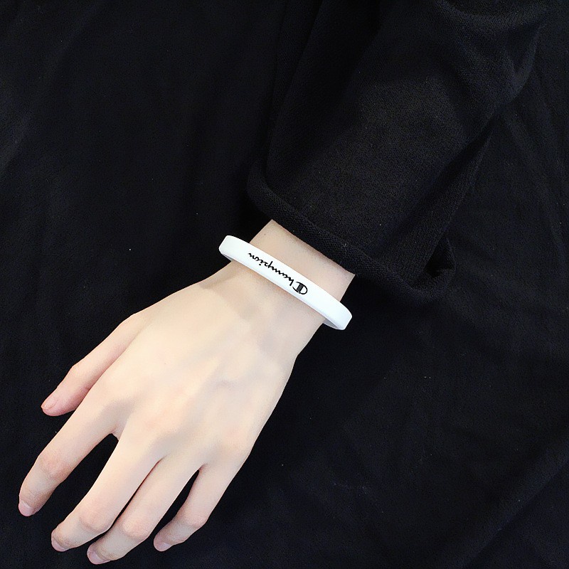 Set vòng tay silicon unisex BROO phong cách ulzzang màu đen, trắng cá tính cho nam nữ