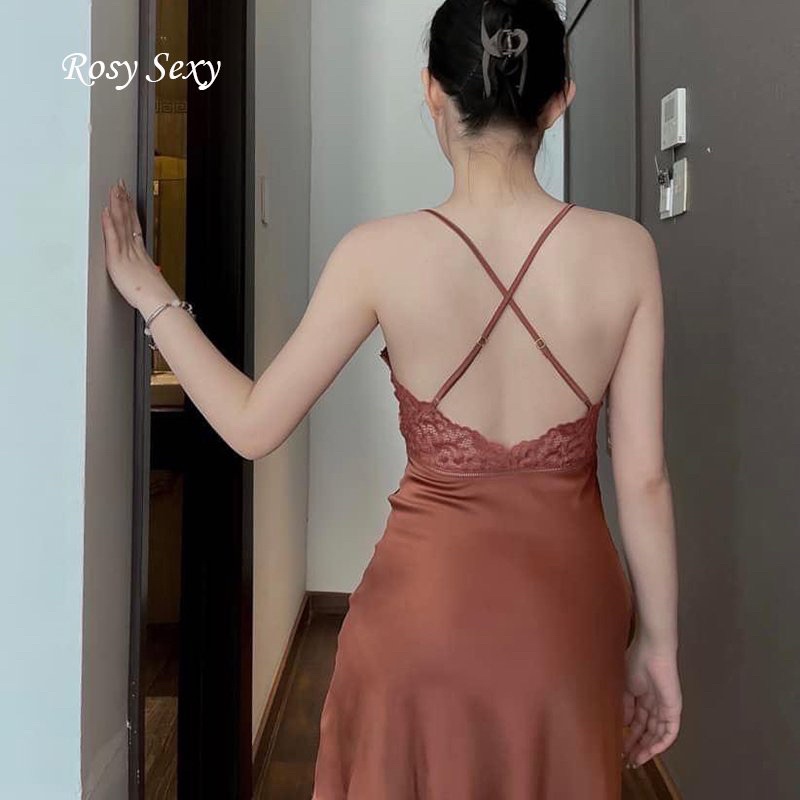 Váy ngủ hai dây lụa mềm hàng QC cao cấp LG381
