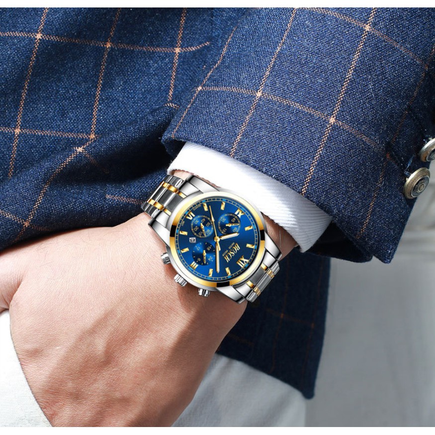 Đồng hồ nam rẻ đẹp BOSCK BO03 chính hãng, dây thép không rỉ, có lịch ngày tiện lợi, chống nước tốt | BigBuy360 - bigbuy360.vn