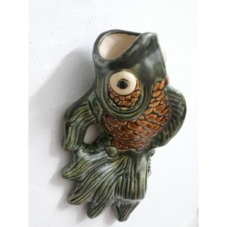 Bình bông con cá treo tường bằng sành truyền thống/bình hoa phong thủy