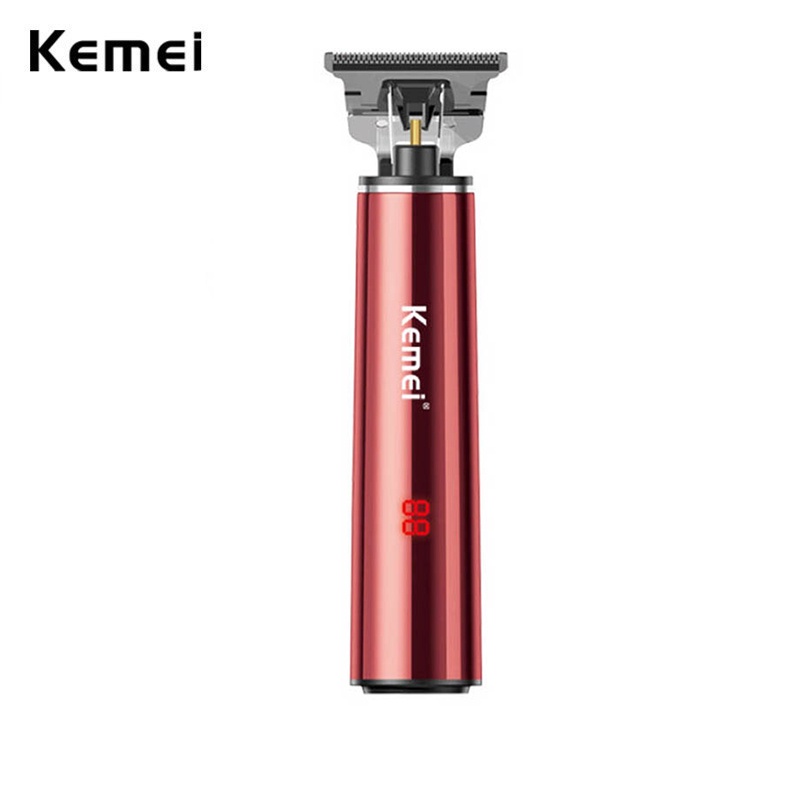 Tông đơ cắt tóc điện Kemei có màn hình LCD lưỡi da sắc bén mạnh mẽ không bị lệch có thể sạc lại cho nam