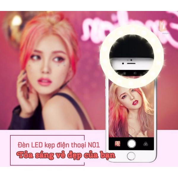 Đèn led livestream, chụp ảnh selfie kẹp điện thoại (Đen)