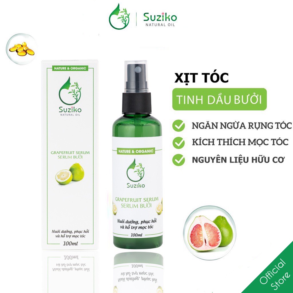 Xịt dưỡng tóc tinh dầu bưởi Suziko kích thích mọc tóc và ngăn ngừa gẫy rụng hiệu quả 100ml