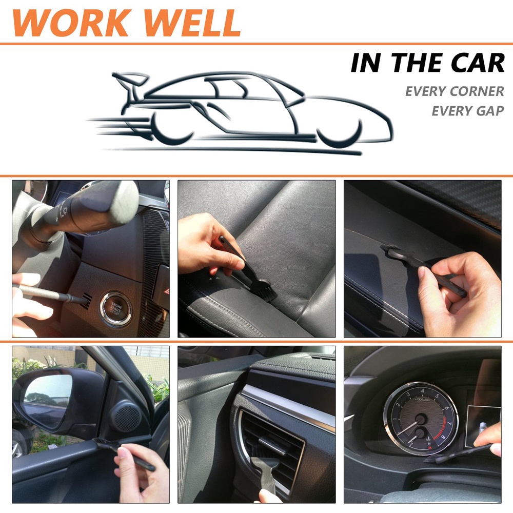 Bộ cọ vệ sinh bàn phím máy tính 6 trong 1 bằng nylon màu đen nhỏ gọn loại bỏ bụi bẩn loại bỏ tĩnh điện cho laptop điện thoại