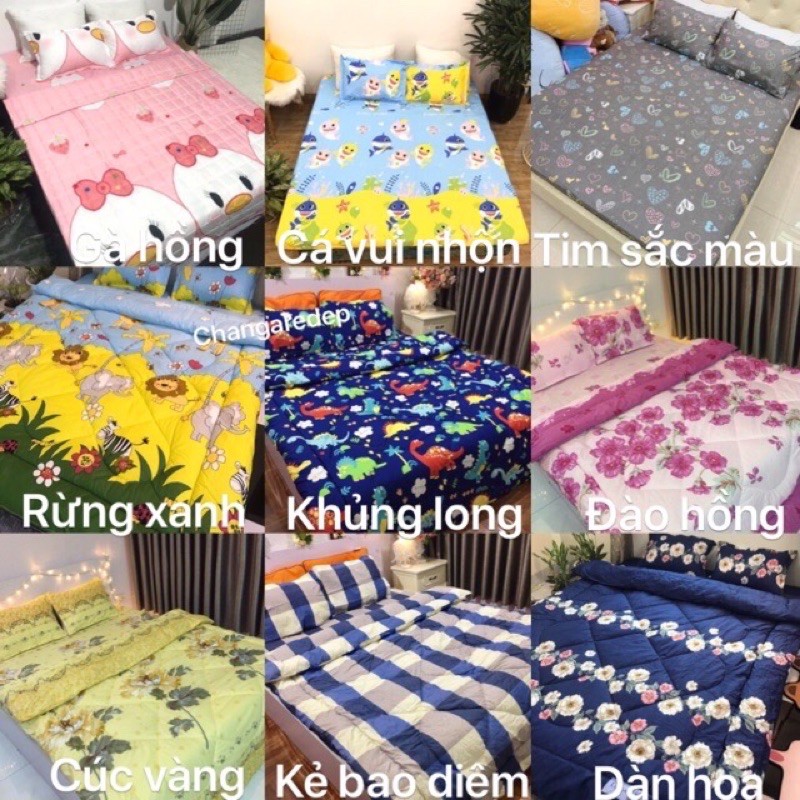 (Xả Kho 3 ngày) Bộ ga giường và vỏ gối poly 1m2/ 1m6, 1m8, 2mx2m2,chat chọn mẫu