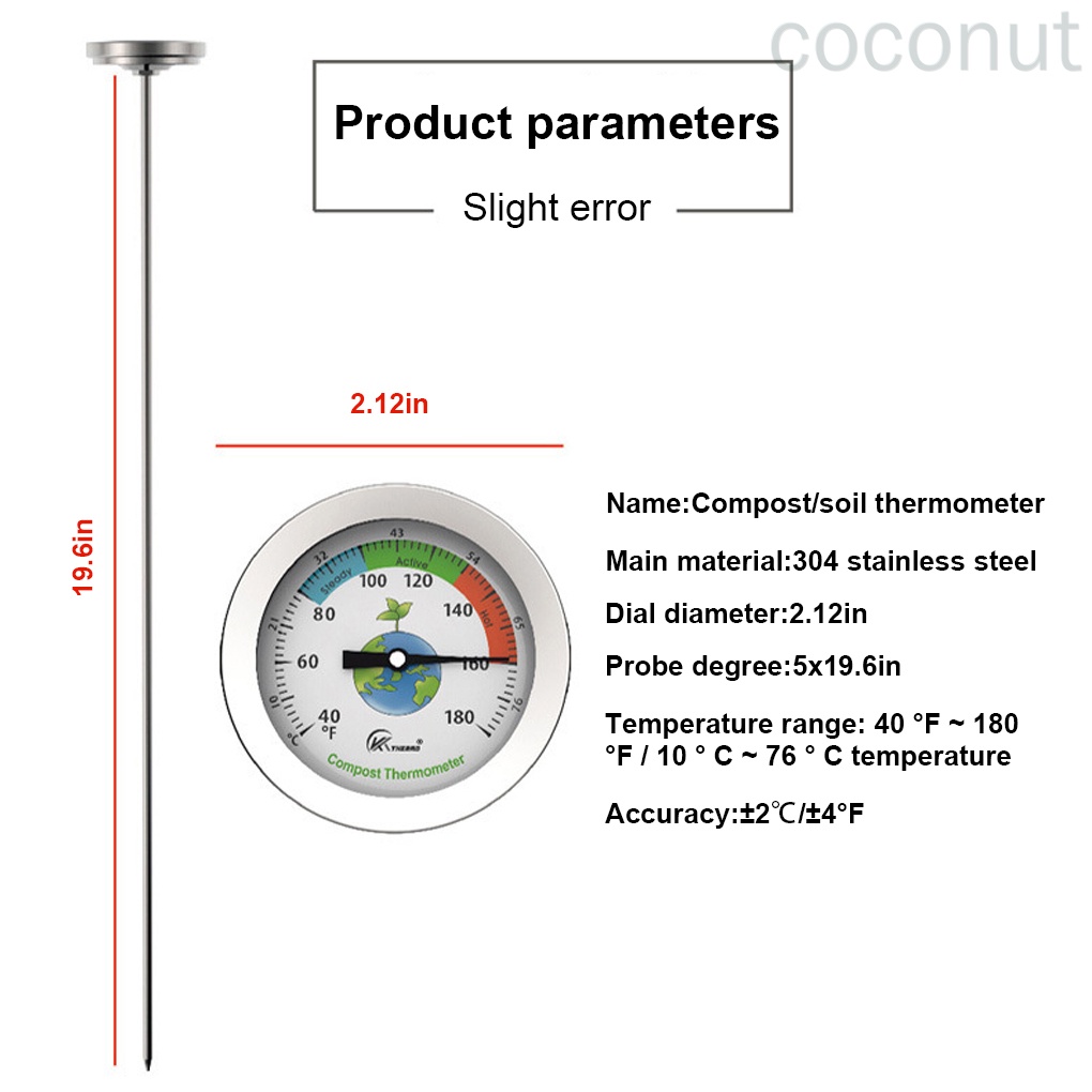 Nhiệt kế đo nhiệt độ đất bằng thép không gỉ