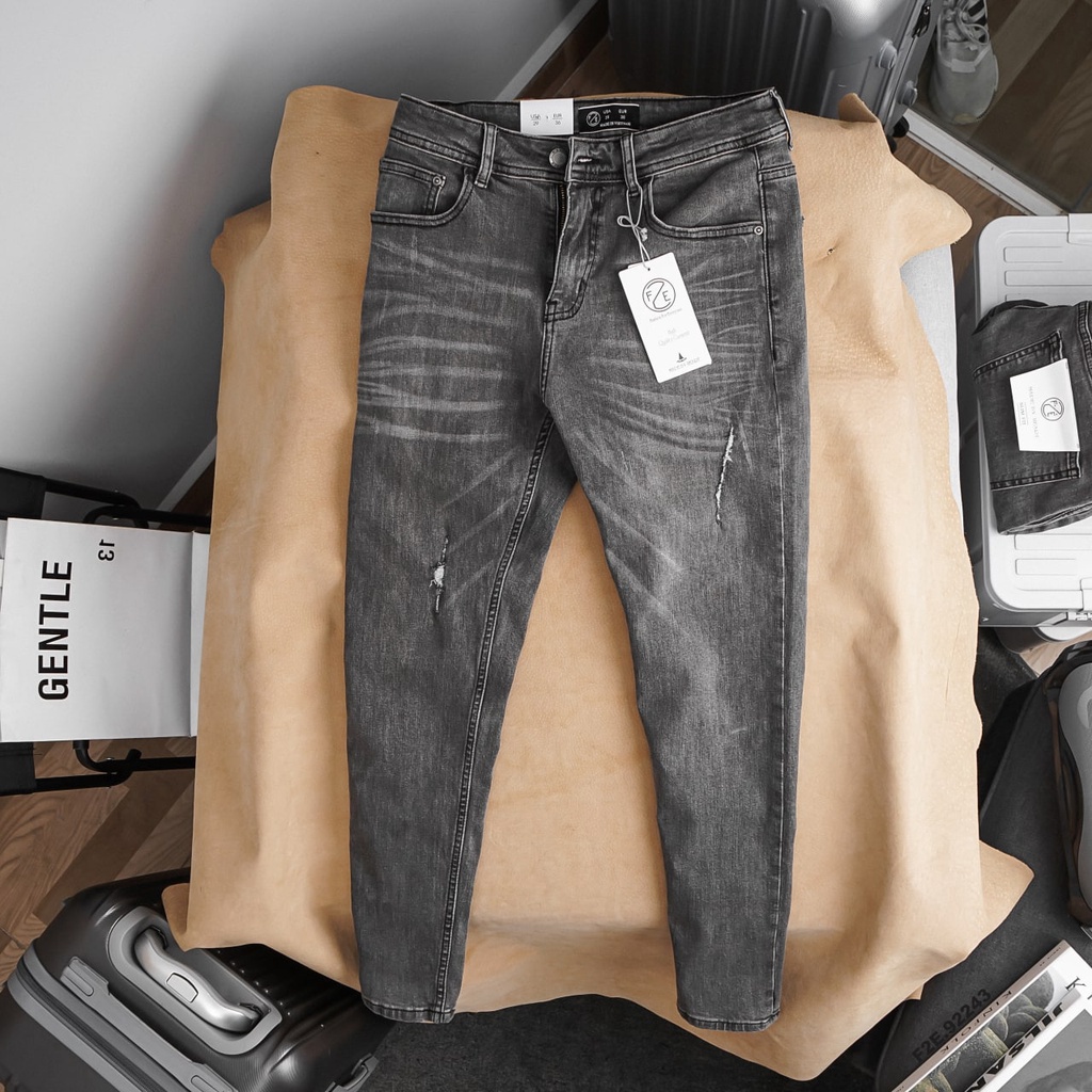 quần jean nam xám khói thời trang form slim fit tôn dáng 43