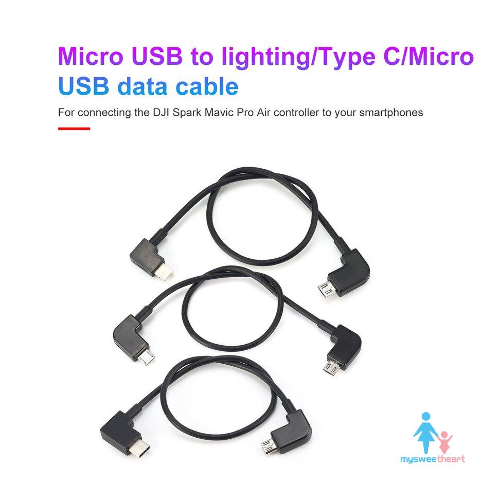 Micro USB to Lighting/Type C/Micro USB Data Cable For DJI Spark Mavic Control