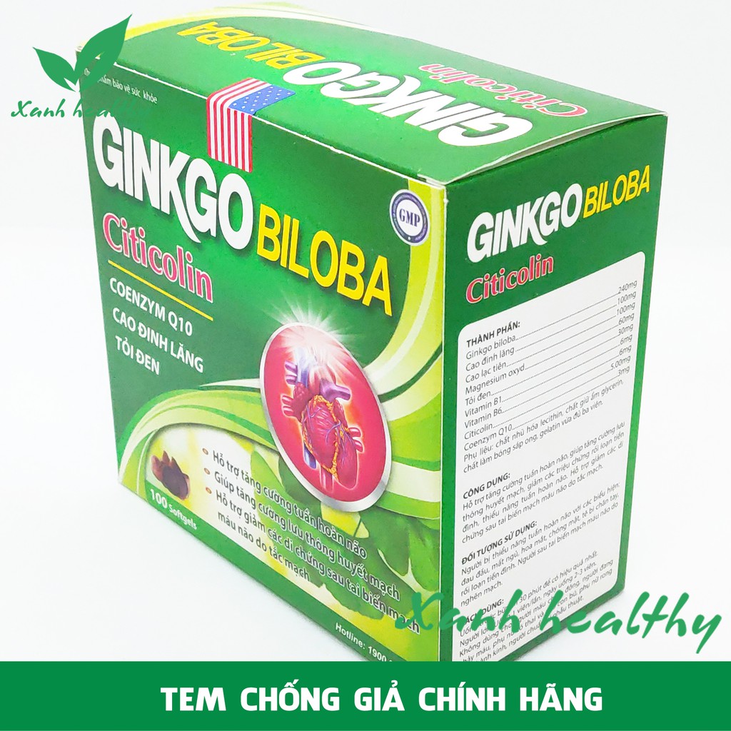 Ginkgo Biloba USA 240mg Viên uống hoạt huyết Tăng cường tuần hoàn não Hàng Chính Hãng