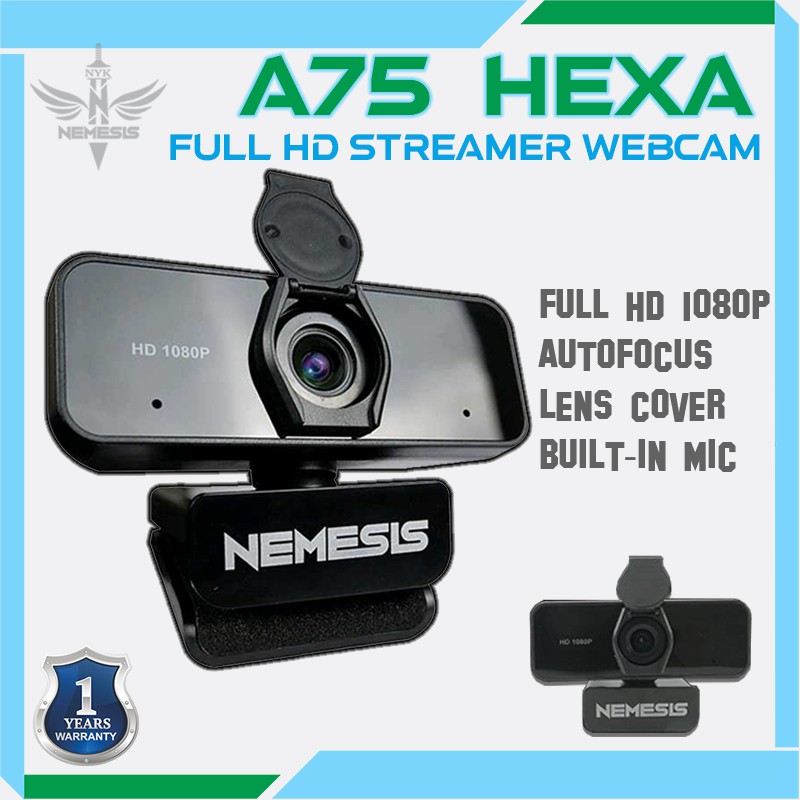 Webcam Chuyên Nghiệp Nyk Nemesis A75 Hexa Full Hd 1080p Có Nắp Đậy Ống Kính Ốp