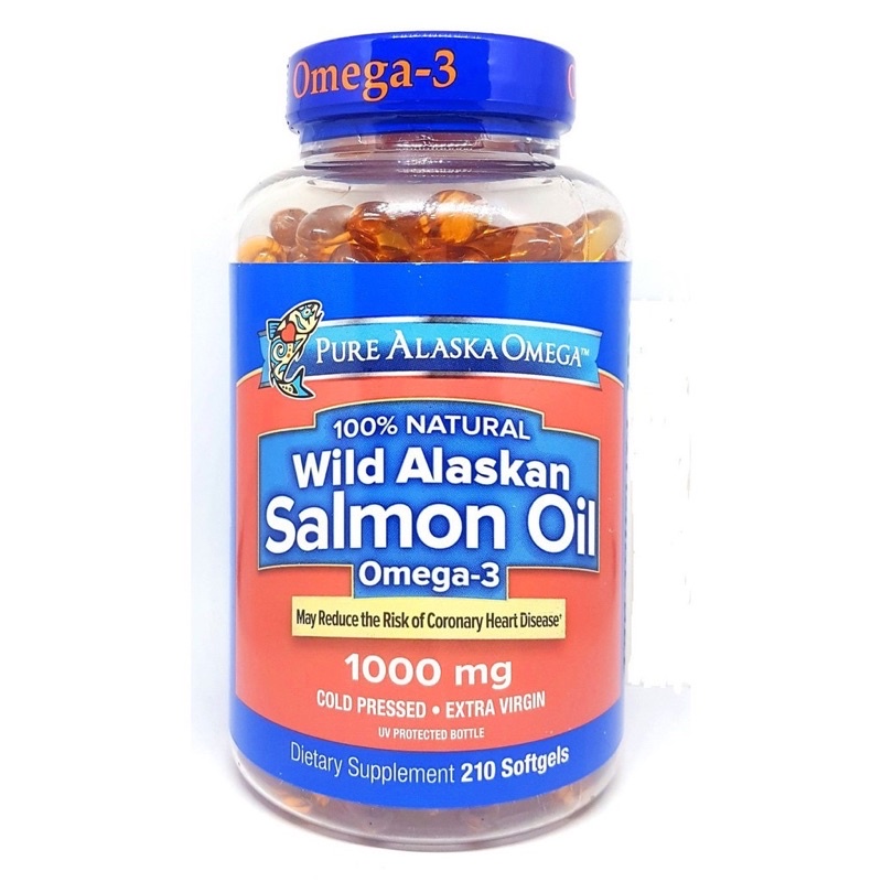 [Hàng Mỹ] Viên uống dầu c/á hồi Pure Alaska Omega-3 Wild Alaskan Salmon Oil 1000mg 210 viên -USA Chính Hãng