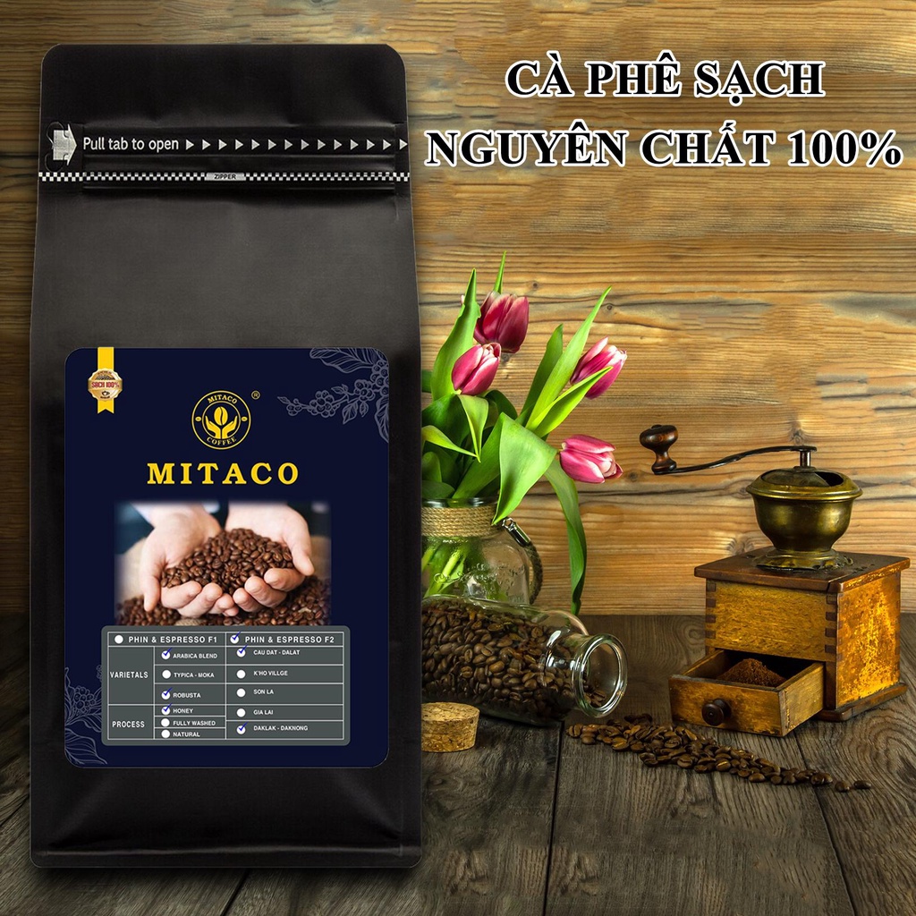 Cà phê nguyên chất Hảo Hạng F2 MITACO COFFEE (Gói 1kg)