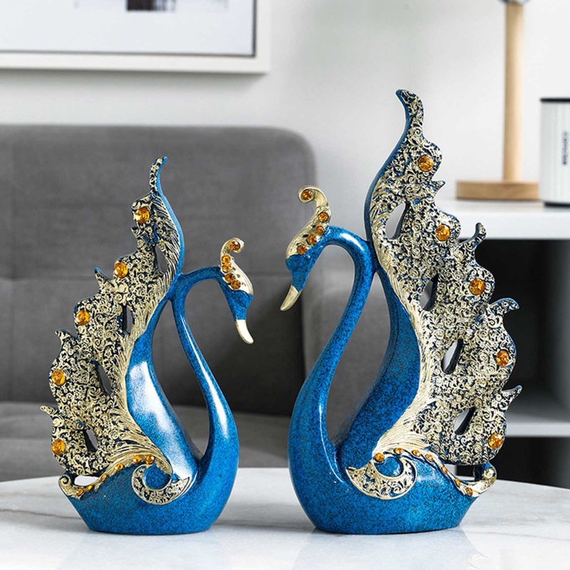 Set 2 Tượng Thiên Nga Đính Đá Nhân Tạo Dùng Để Trang Trí