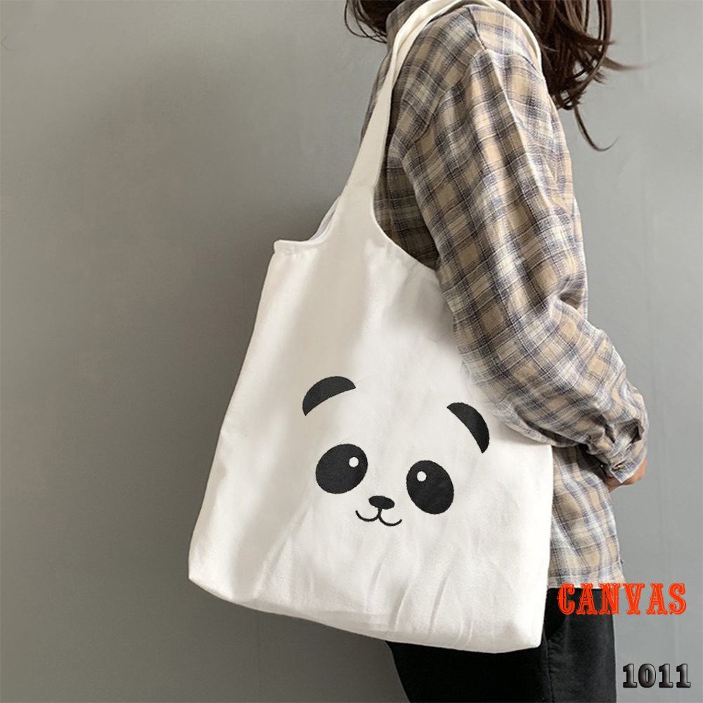 Túi Tote Trắng Vải Canvas Mặt Gấu Dễ Thương 1011 474 Hàng May Công Ty Chuẩn Đẹp