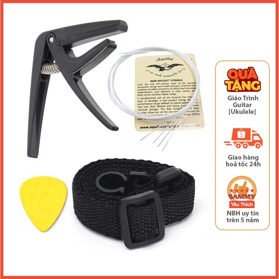 Bộ Phụ Kiện đàn UKULELE 4 món Capo + Dây đàn nylon + Dây đeo đàn + Pick gãy