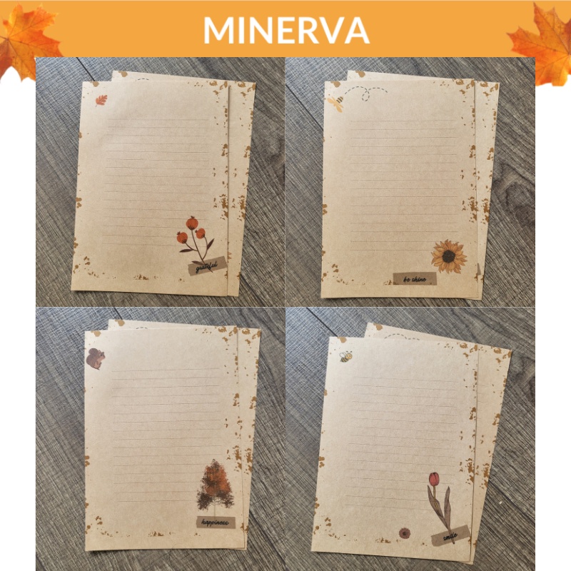 Set 10 tờ Giấy viết thư tay, lá thư viết tay 15x20 cm giấy kraft phong cách retro , họa tiết phù hợp với mọi chủ đề