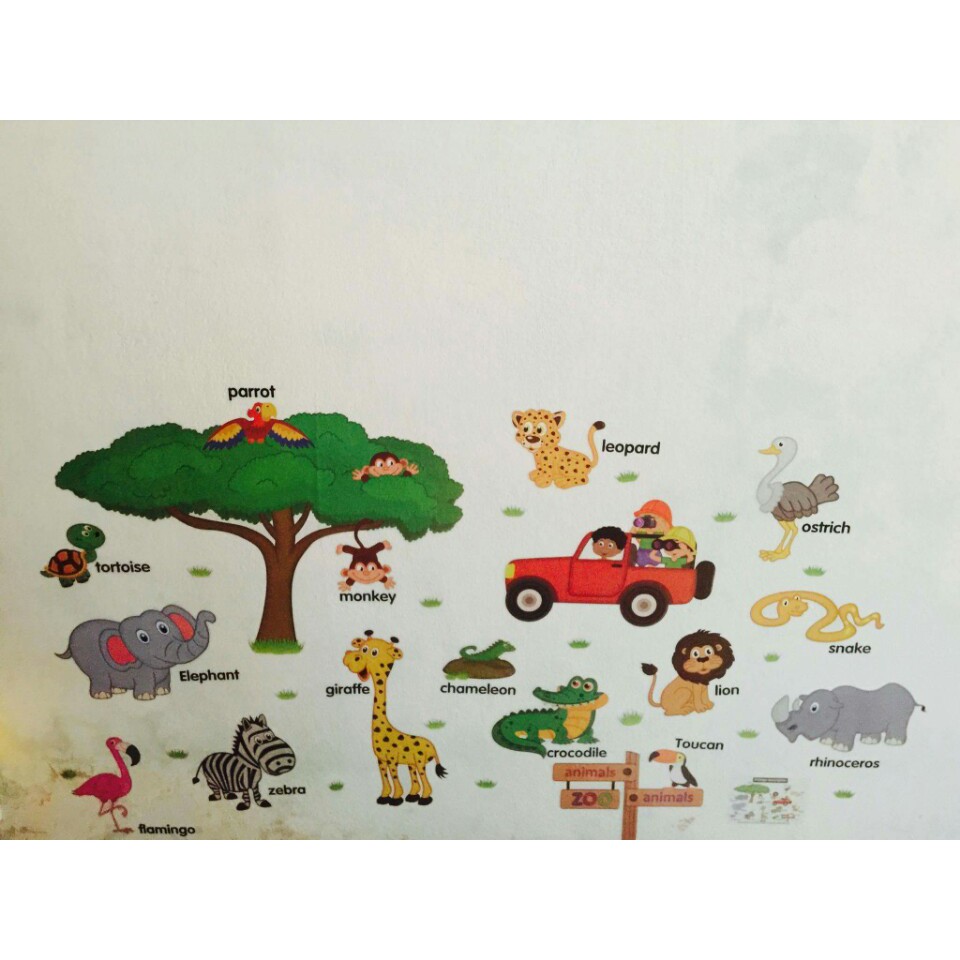 Decal dán tường Thú Tiếng Anh