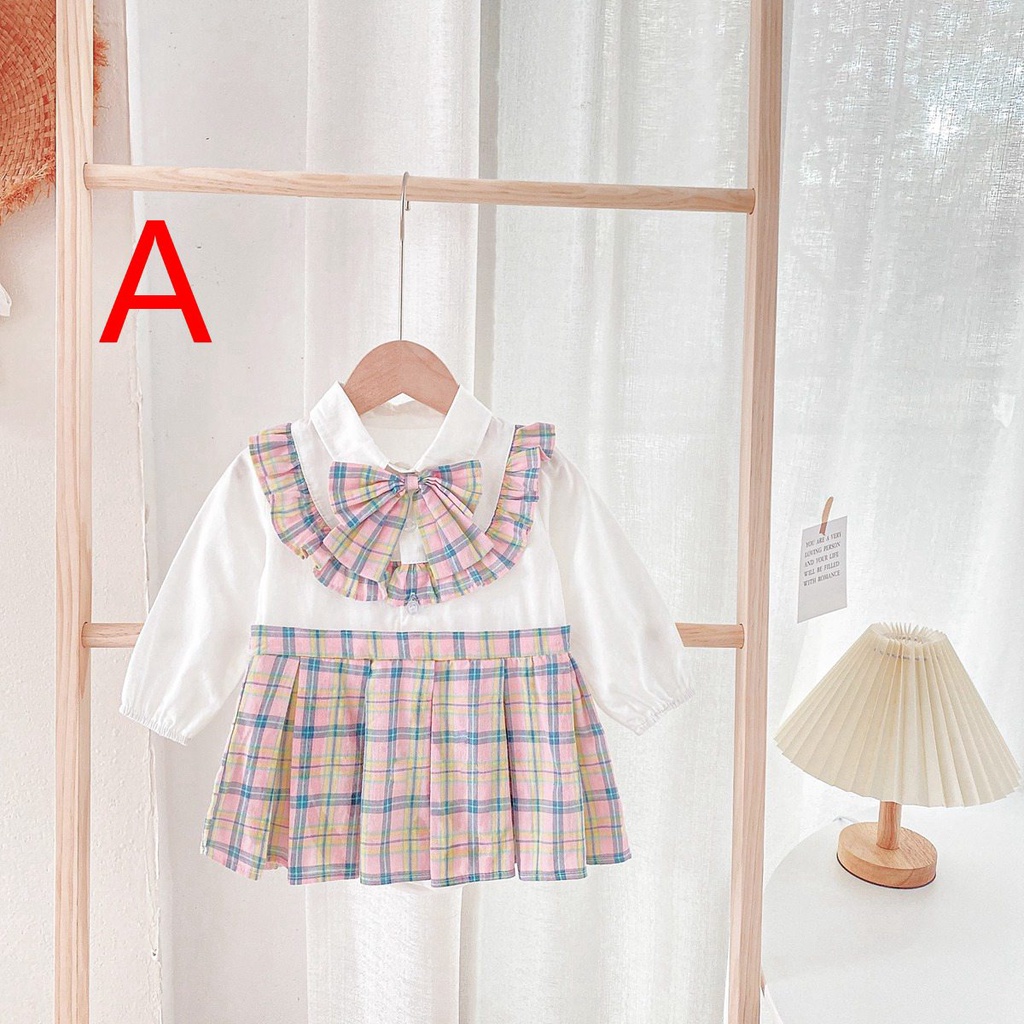 Áo liền quần Sanlutoz cotton tay dài họa tiết kẻ sọc dễ thương thời trang dành cho bé gái