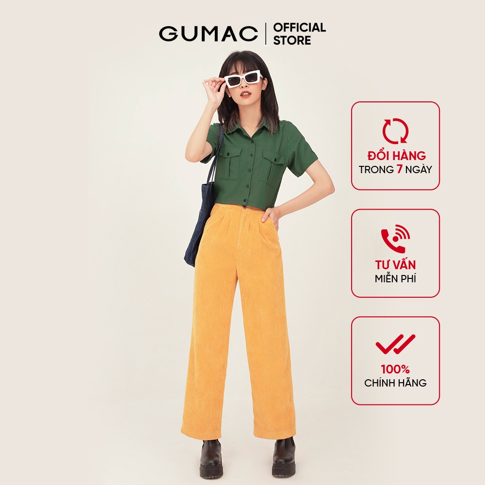 [Mã WABRGU giảm 50k đơn từ 0đ] Áo sơ mi nữ túi hộp GUMAC trẻ trung, cá tính thiết kế độc quyền đủ màu AB367