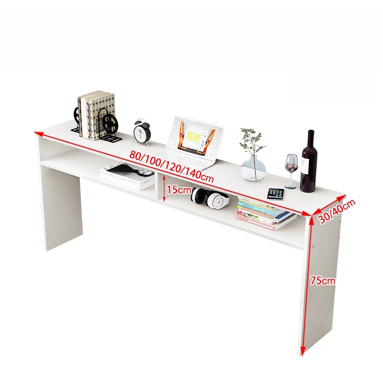 Bàn làm việc tiết kiệm không gian 2 ngăn, bàn gỗ nhỏ decor cho phòng nhỏ hẹp 100x30x72cm