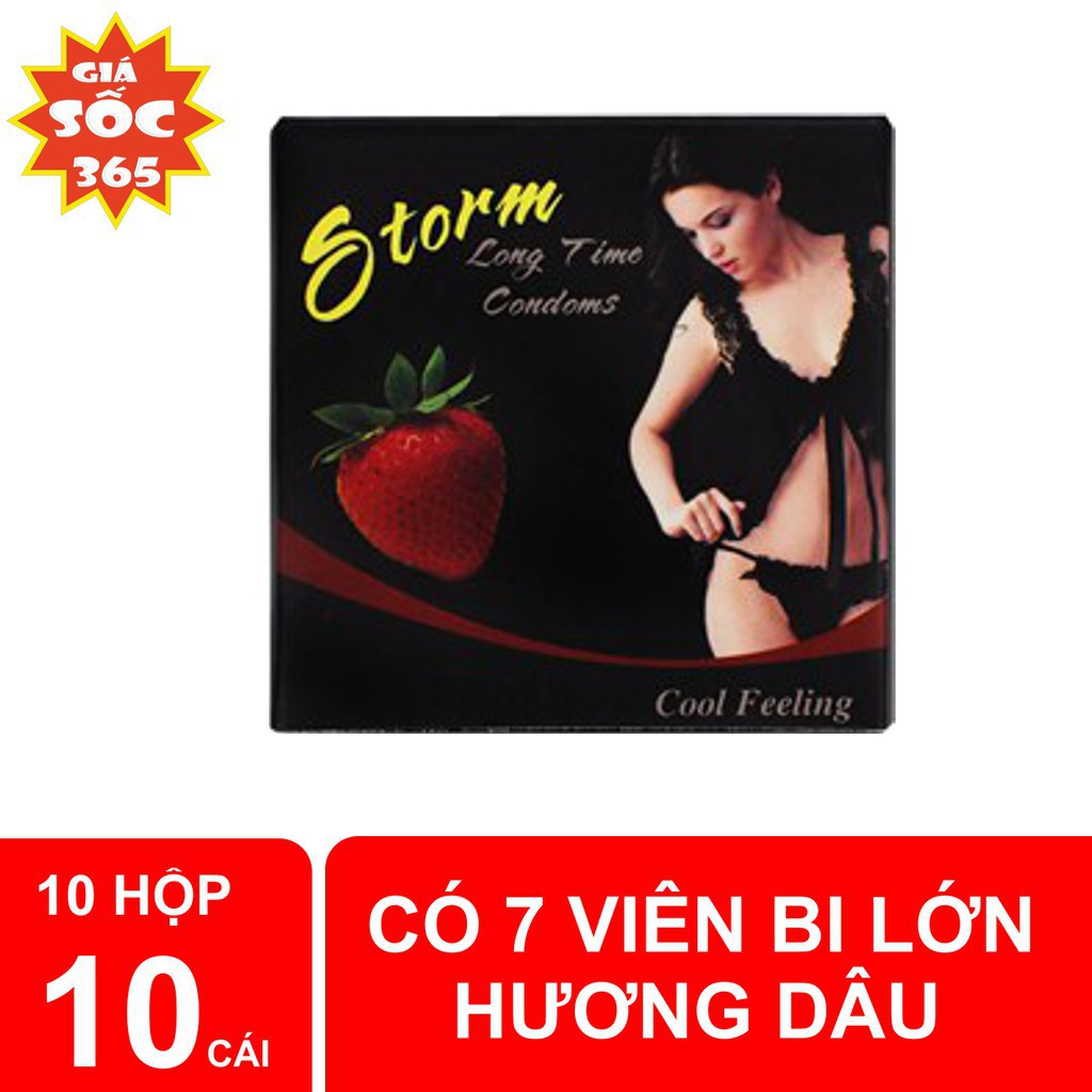 [freeship] COMBO 10 hôp bao cao su bi kéo dài thời gian STORM BI, hộp 1 cái