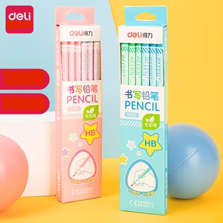    Tặng gọt bút chì + gôm   Hộp 12 chiếc bút chì HB Deli - màu macaron dễ thương 