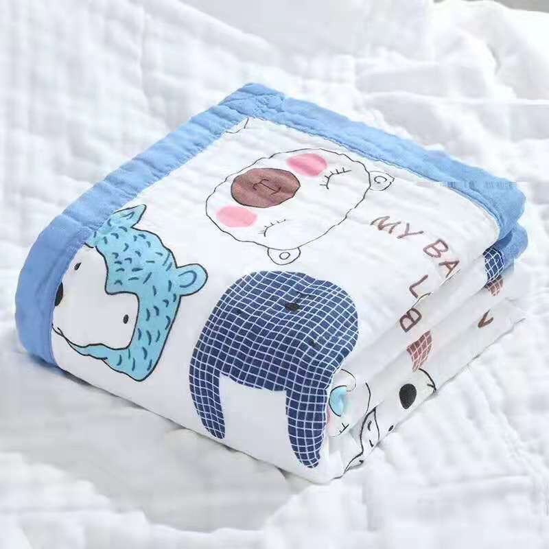 Chăn xô cho bé, Chăn xô 6 lớp cotton cao cấp mềm mại, họa tiết nhiều hình xinh xắn,bo viền kích thước 110*110 cho bé