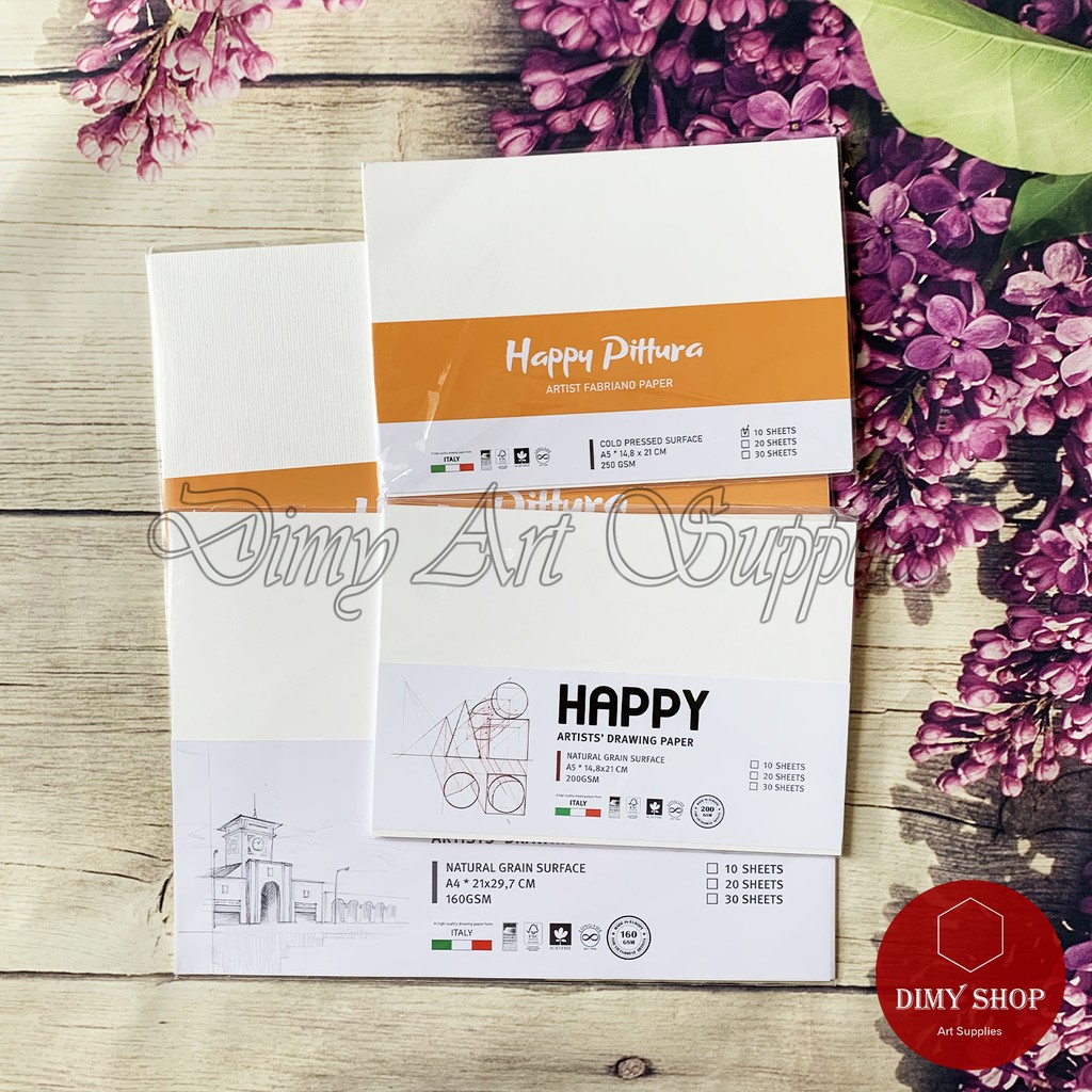 Giấy vẽ đa chất liệu HAPPY Pittura 250gsm (vân nổi Cold)