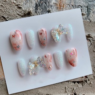 [DEAL SỐC] nailbox thiết kế đẹp nhất, hoạ tiết vân đá hồng kèm charm rung, A261